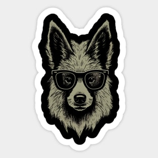 Cool Hipster Dog Wearing Glasses - Trendy Canine Art Sticker